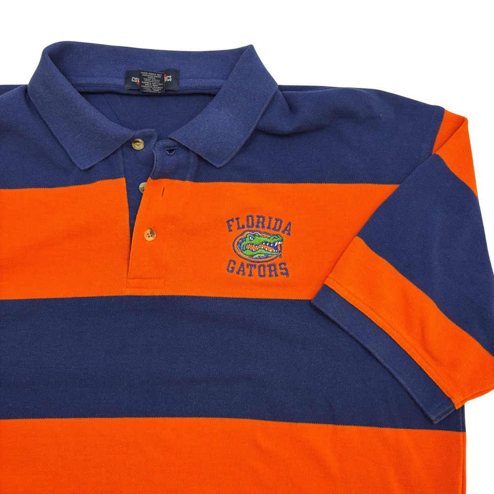 College Classics Florida Gators Polo Shirt Mens XL Blue Orange‎ Striped Vintage